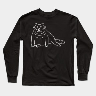 Minimal Chonk Cat Ghost Long Sleeve T-Shirt